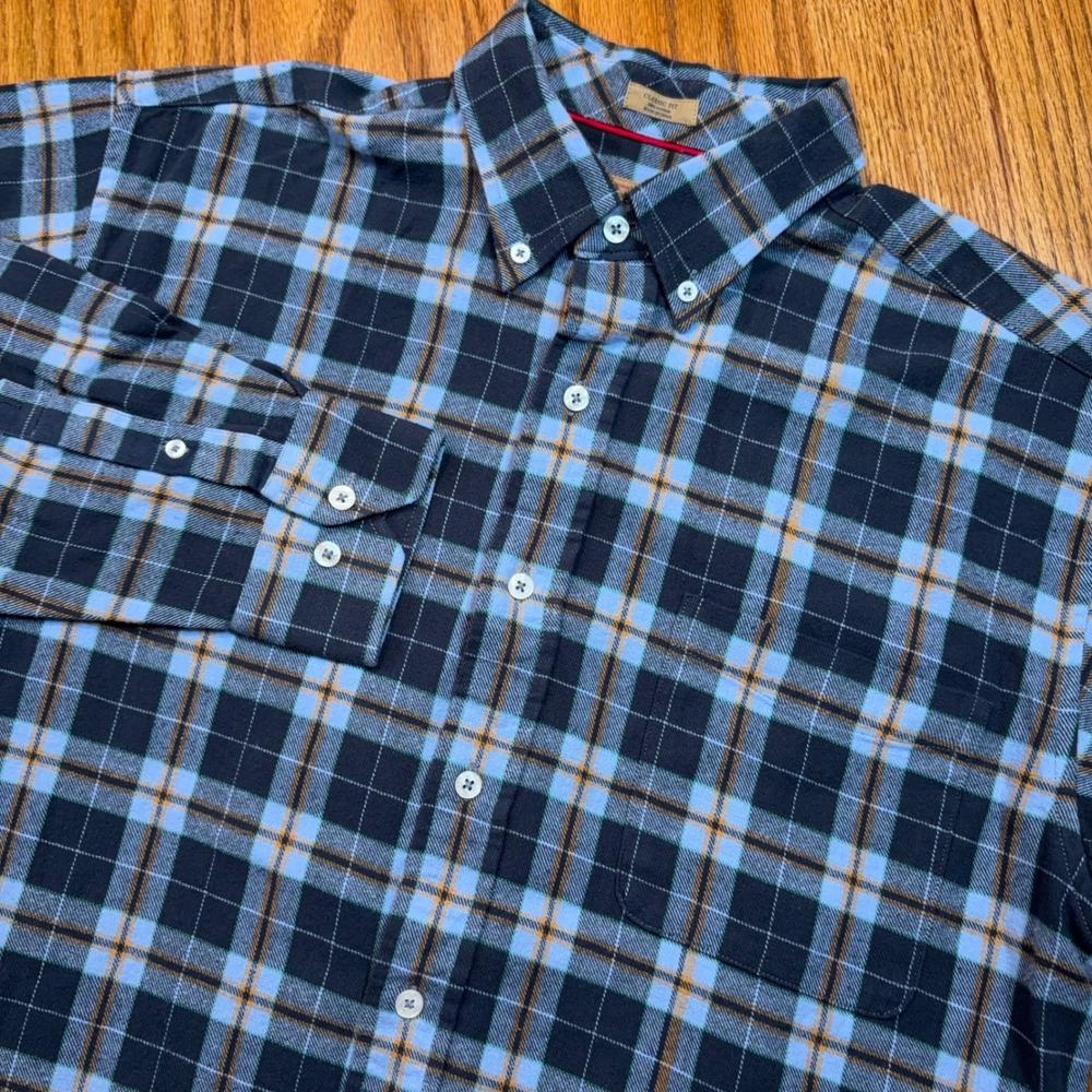 Onward Reserve Thomasville Collection Flannel Shirt Mens M Blue Plaid Classic